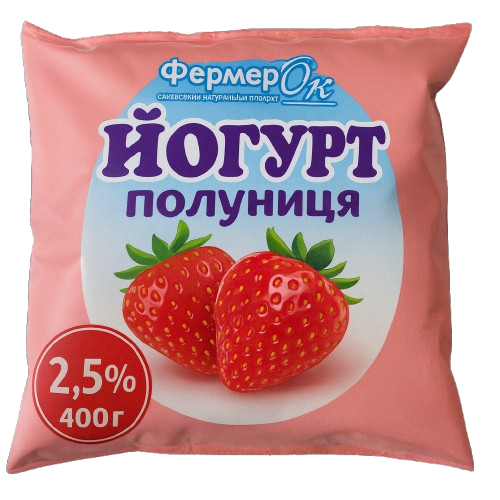 Йогурт питний "Полуниця" 2,5% жиру 400г ТМ ФермерОк